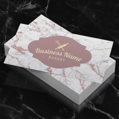 Bakery Pastry Chef Modern Rose Gold Marble