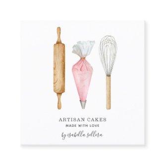 Bakery Pastry Chef Watercolor Bakers Tools Square