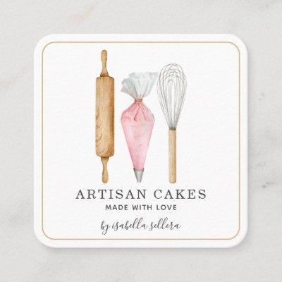 Bakery Pastry Chef Watercolor Baking Utensils Busi Square