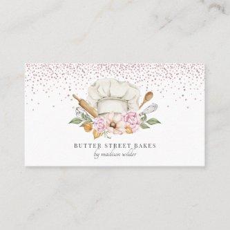 Bakery Pastry Chef Watercolor Chef Hat Glitter