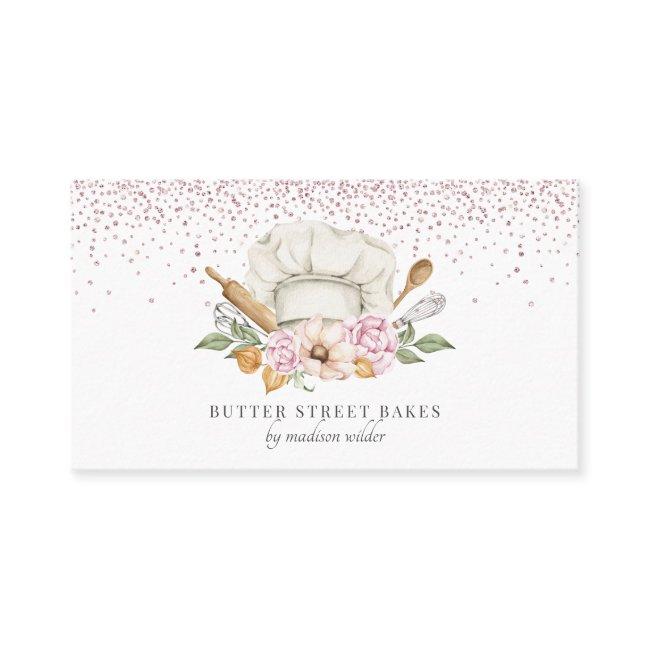 Bakery Pastry Chef Watercolor Chef Hat Glitter