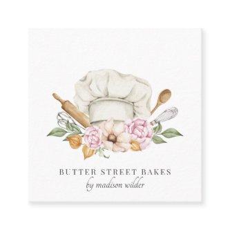 Bakery Pastry Chef Watercolor Chef Hat Utensils Square