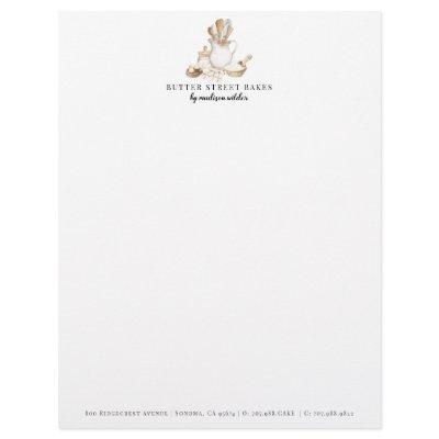 Bakery Pastry Chef  Watercolor Letterhead