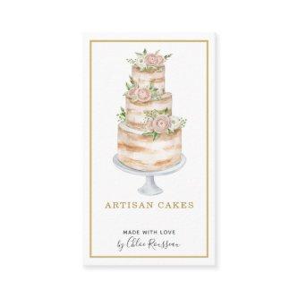 Bakery Pastry Chef Watercolor Pink Floral Cake