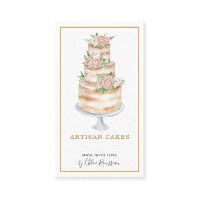 Bakery Pastry Chef Watercolor Pink Floral Cake
