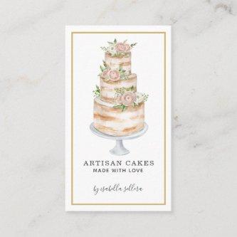 Bakery Pastry Chef Watercolor Pink Floral Cake