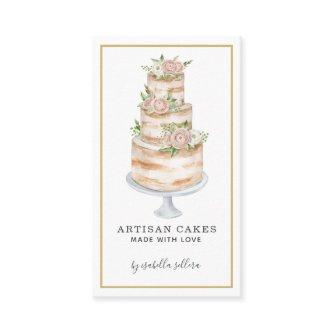 Bakery Pastry Chef Watercolor Pink Floral Cake