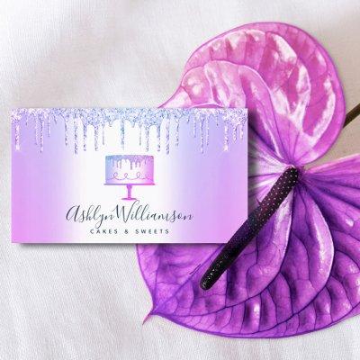 Bakery Purple Glitter Drips Cake Pastry Chef Chic