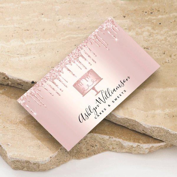 Bakery Rose Gold Glitter Drips Cake Pastry Chef