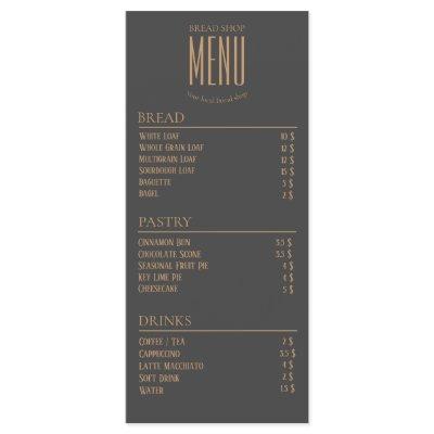 Bakery Small Caffe Table Menu