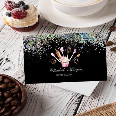 Bakery Tools Cupcake Colorful Confetti, Black