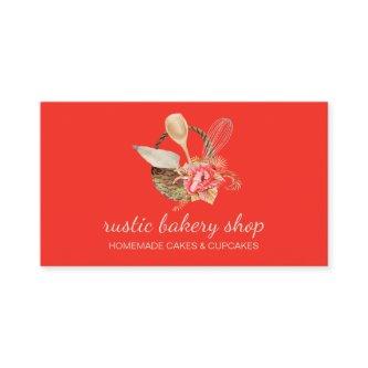 Bakery Utensils with Rustic Basket red