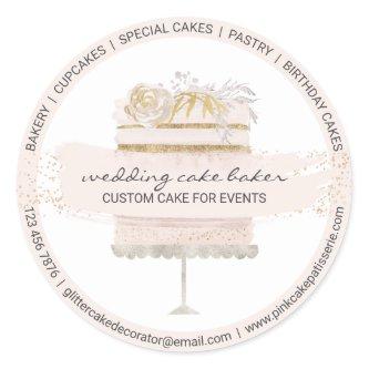 Bakery Wedding Cake Decor Classic Round Sticker