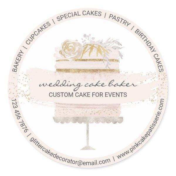 Bakery Wedding Cake Decor Classic Round Sticker