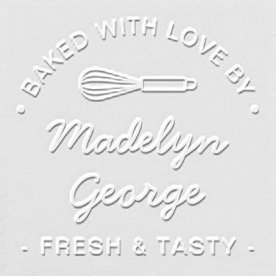Baking Love Pre-made Bakery Logo Custom Embosser