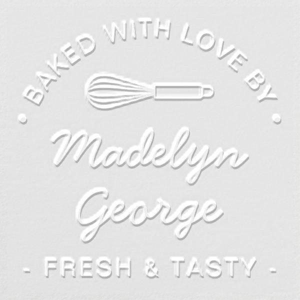 Baking Love Pre-made Bakery Logo Custom Embosser