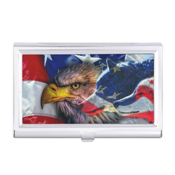 Bald Eagle Wolf American Flag  Case