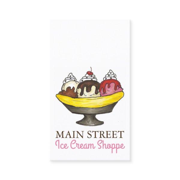 Banana Split Sundae Ice Cream Shoppe Shop Food