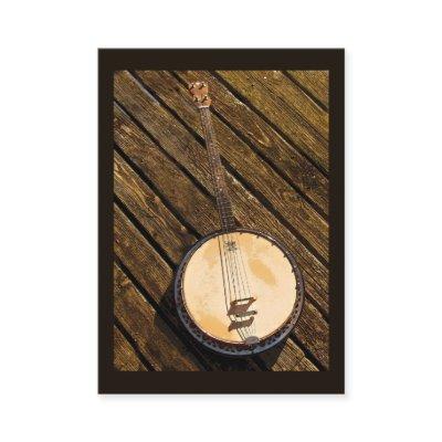 Banjo on Wood Music Instrument  ATC