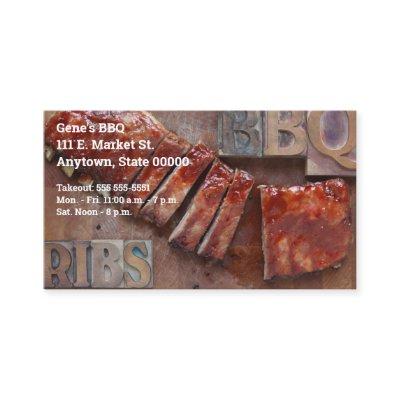 Barbecued ribs with wood type letters