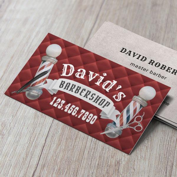 Barber Barbershop Hair Stylist Modern Red Quilted