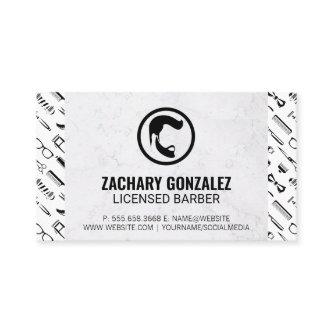Barber Beard Logo | Barber Tools Pattern Marble Loyalty Card
