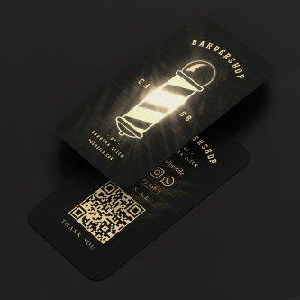 Barber Black Gold Pole Retro Modern Barbershop