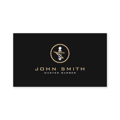 Barber Logo with Straight Razor & Barber Pole