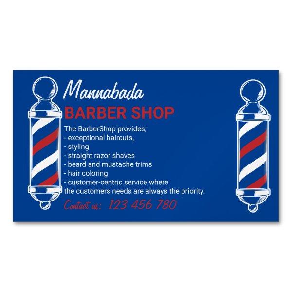 Barber Pole Salon Blue Navy  Magnet