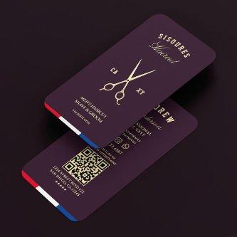 Barber Scissors Elegant Purple Gold Red White Blue