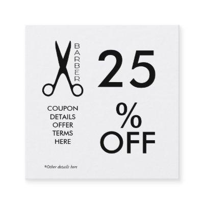 Barber shop coupon card  black and white