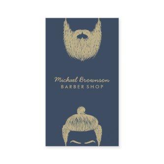 Barber Shop hipster beard mustache navy gold