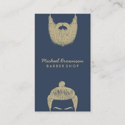 Barber Shop hipster beard mustache navy gold