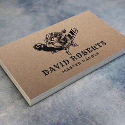 Barber Shop Razor & Rose Barbershop Rustic Kraft