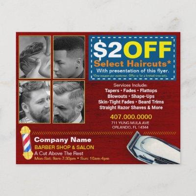 Barber Shop & Salon Customizable Coupon Template Flyer