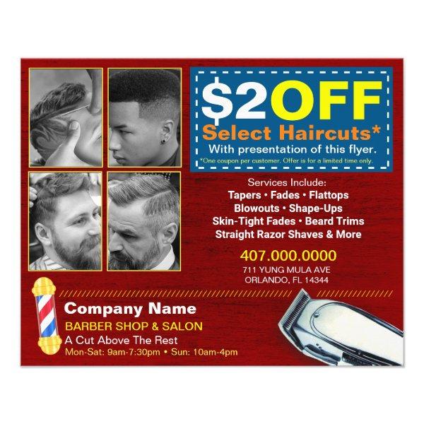 Barber Shop & Salon Customizable Coupon Template Flyer