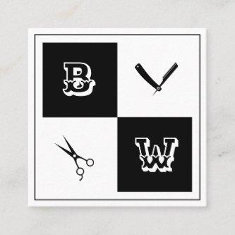 Barber tools coat of arms black white square