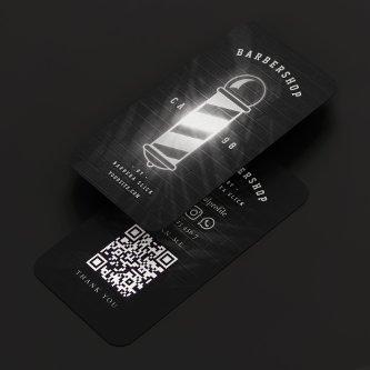 Barbershop Barber Black Silver Pole Retro Modern