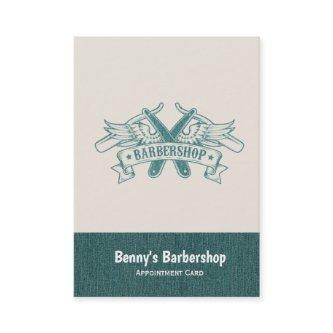 Barbershop blue jeans texture appointment card