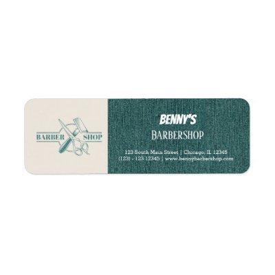 Barbershop blue jeans texture label