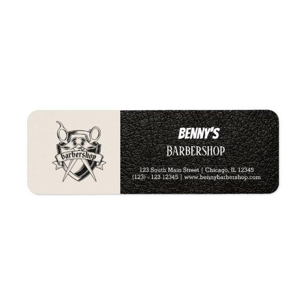 Barbershop leather look label