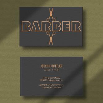 Barbershop modern copper logo script grey