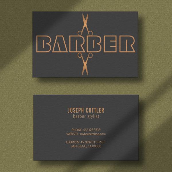 Barbershop modern copper logo script grey