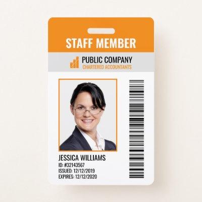 Barcode Company Logo Photo Employee ID Badge