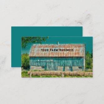 Barn Teal Vintage Country Rustic Farm