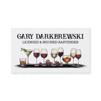 bartender drinks wine martini brandy glasses
