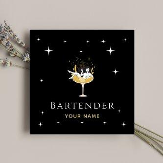 Bartender Glamorous Cocktail Funny Champagne Girl Square