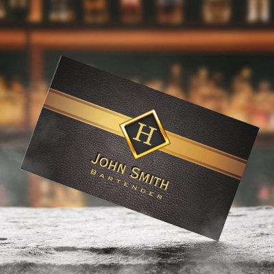 Bartender Monogram Gold Logo Elegant Leather