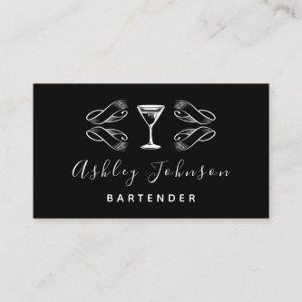 Bartender Sommelier Martini Glass Black & White