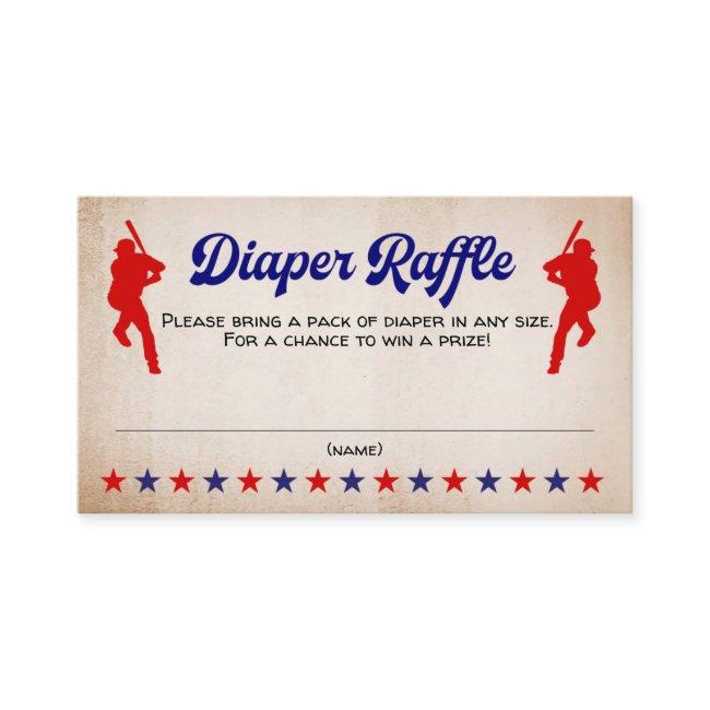 Baseball, Sport Baby Shower, Diaper Raffle Card